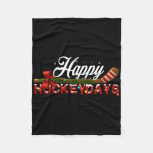 Happy Hockeydays Christmas Ice Hockey Player Team  Fleece Blanket