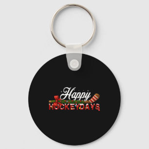 Happy Hockeydays Christmas Ice Hockey Player Team  Keychain