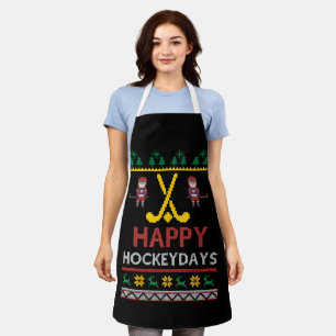 Happy Hockeydays Hockey Christmas Xmas Gift Apron