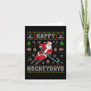Happy Hockeydays Ugly Christmas Santa Claus Xmas H Card