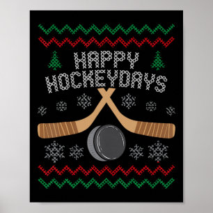 Happy Hockeydays Ugly Christmas Xmas Hockey Men Bo Poster