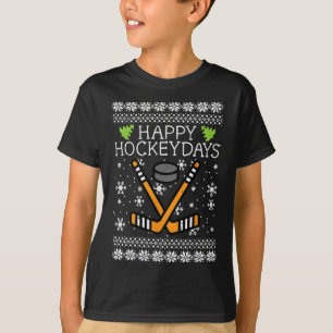 Happy Hockeydays Ugly Christmas Xmas Hockey Men Bo T-Shirt