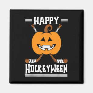Happy Hockeyween Halloween Ice Hockey Player and H Magnet
