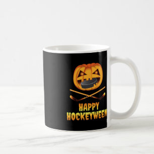 Happy Hockeyween Hockey Pumpkin Eating Puck Fun Ha Coffee Mug