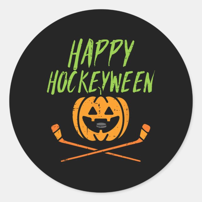 Happy Hockeyween Ice Hockey Halloween Costume Men  Classic Round Sticker (Front)