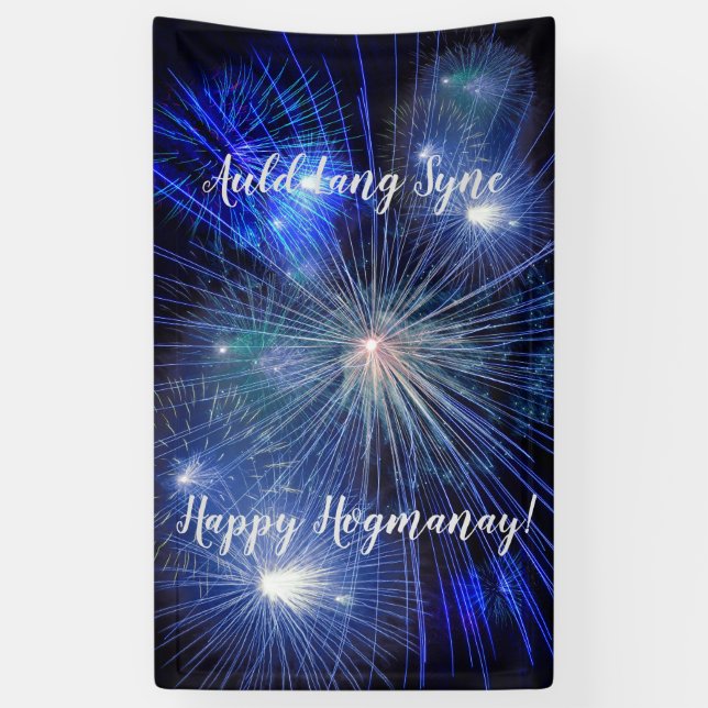 Happy Hogmanay Auld Lang Syne Fireworks Banner (Vertical)