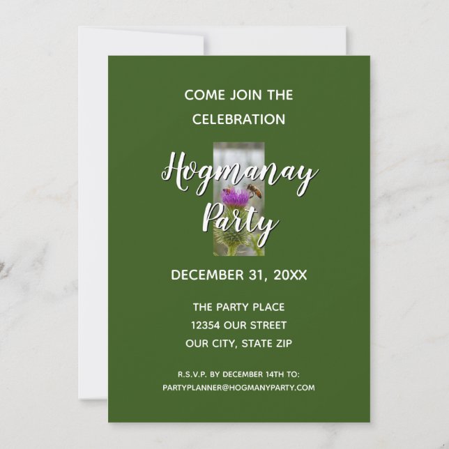 Happy Hogmanay Celebration Auld Lang Syne Thistle Invitation (Back)