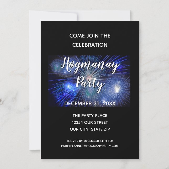 Happy Hogmanay Celebration Fireworks New Year Invitation (Back)