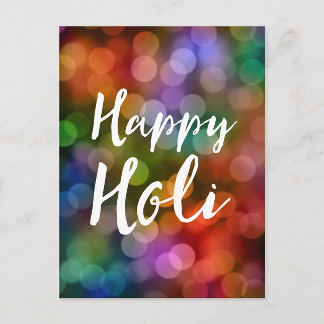 Happy Holi Bokeh Postcard (Front)