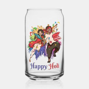 Happy Holi Can Glass