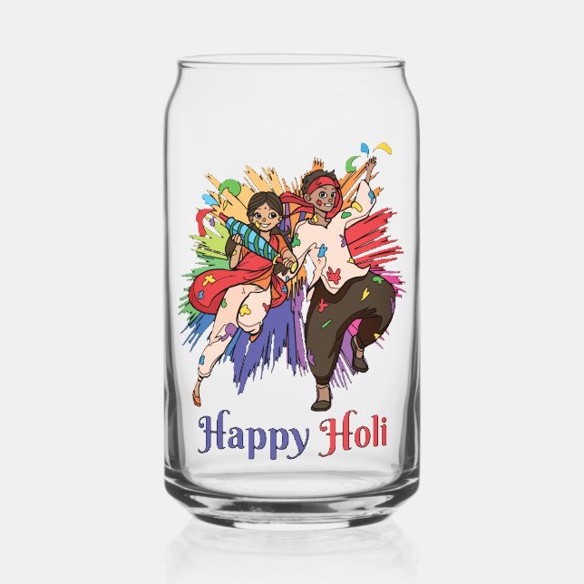 Happy Holi  Can Glass (Front)