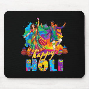 Happy holi colourful festival dance celebrationHap Mouse Pad