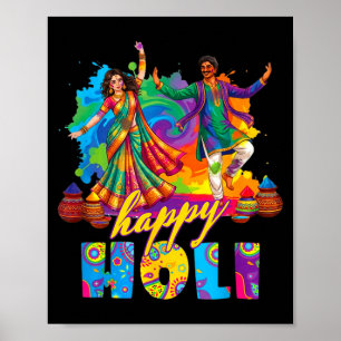 Happy holi colourful festival dance celebrationHap Poster