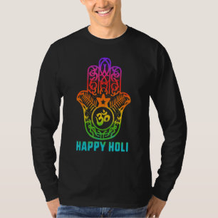 Happy Holi Colourful Hamsa Colours India Culture D T-Shirt