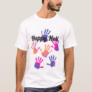 Happy Holi Colourful Handprint T-Shirt