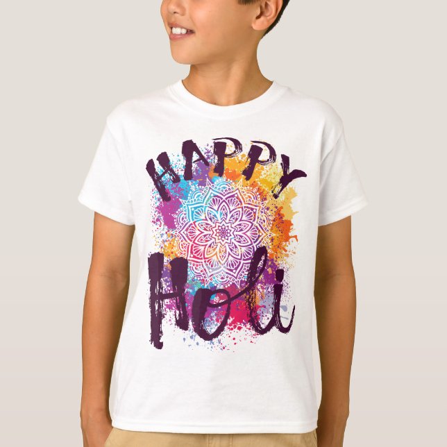 Happy Holi Colours India Hindu Spring T-Shirt (Front)