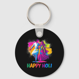 Happy Holi Festival Indian Colours Spring Dance Da Keychain