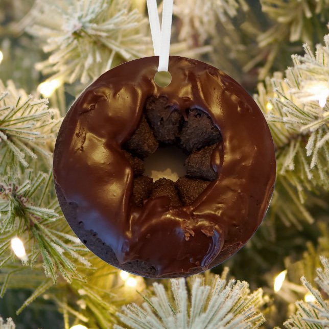 Happy Holi-Glaze Chocolate Donut   Metal Ornament (Insitu)