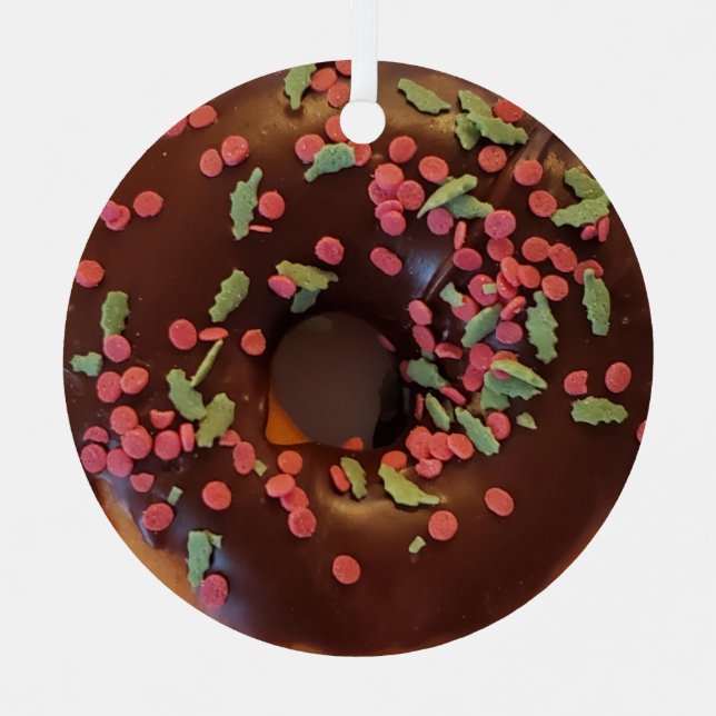 Happy Holi-Glaze Chocolate Sprinkles Donut   Metal Ornament (Front)
