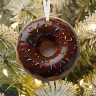 Happy Holi-glaze Doughnut Personalized Christmas Metal Ornament