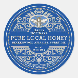 Happy Holiday APIARY Ornate Miel étiquette Sapphir