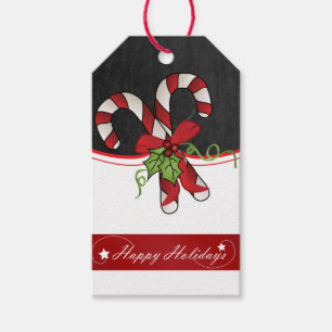 Happy Holiday Candy Cane Design Gift Tags
