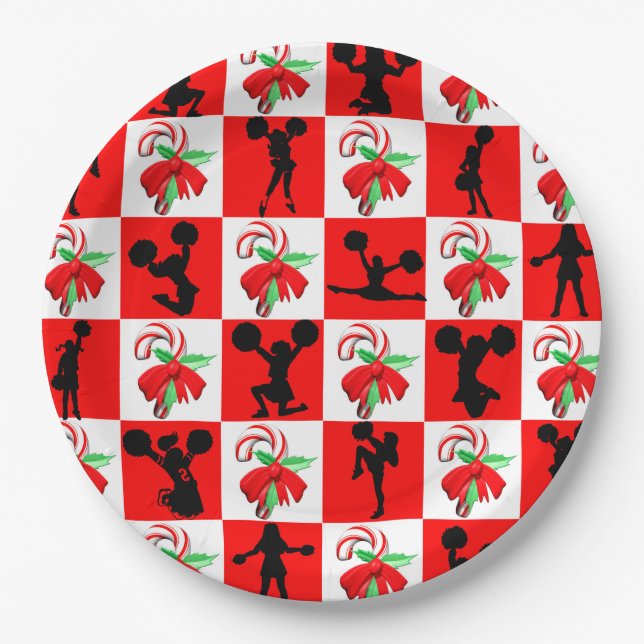 HAPPY HOLIDAY CHEERLEADING CHRISTMAS PAPER PLATE (Front)