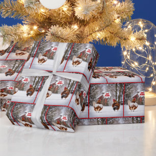 Happy Holiday Chickens In Snowflakes Wrapping Paper