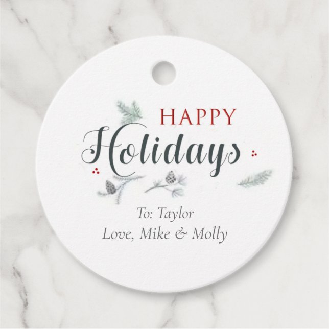 Happy Holiday Christmas Gift Tags (Front)