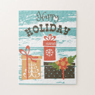 Happy Holiday Christmas Holiday Presents Jigsaw Puzzle