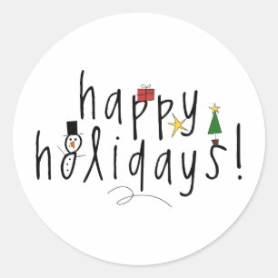 Happy Holiday Classic Round Sticker