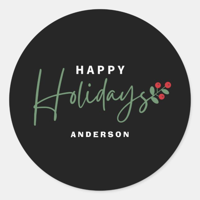 Happy Holiday  Classic Round Sticker (Front)