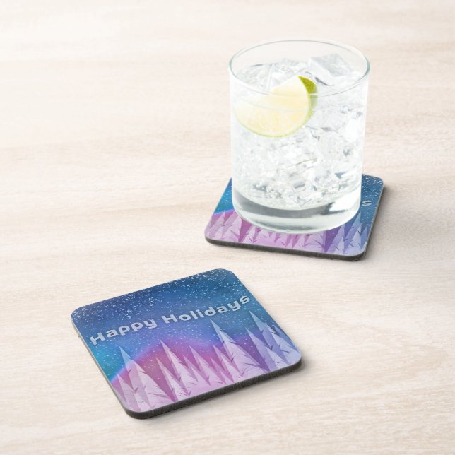 Happy Holiday Design Hard plastic coaster (Right Side)