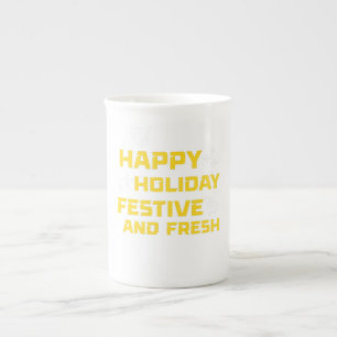 Happy Holiday, Festive and Fresh Bone China Mug