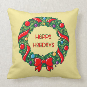 Happy Holiday Festive Whimsical Reef Stylish Throw Pillow