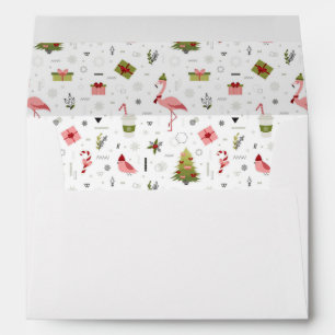Happy Holiday Flamingo Pattern Envelope