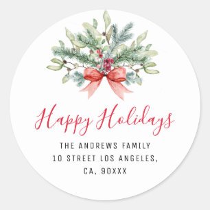 happy holiday floral nouvel autocollant d'adresse