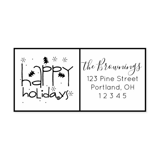 Happy Holiday Framed Custom Holiday Address Self-inking Stamp (Design)
