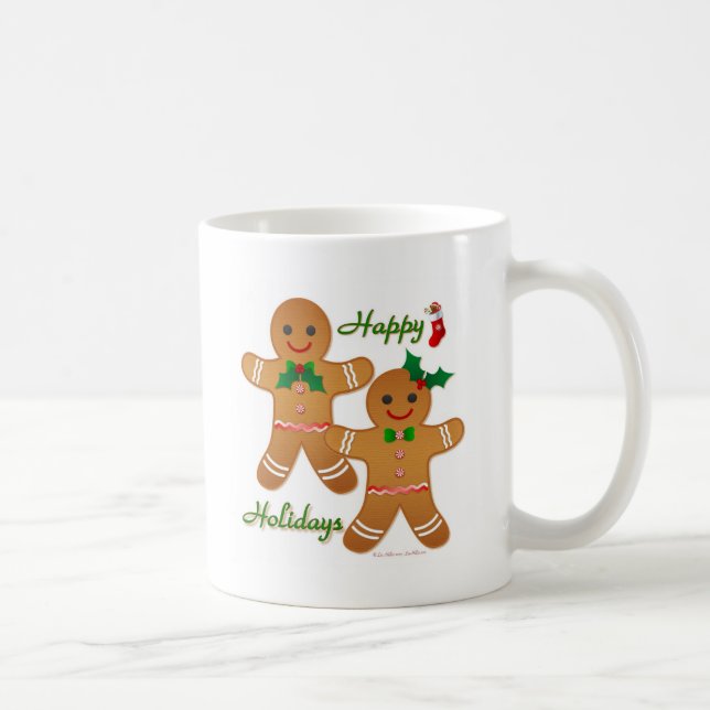 Happy Holiday Gingerbread Man Boy Girl Coffee Mug (Right)