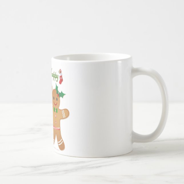 Happy Holiday Gingerbread Man Boy Girl Coffee Mug (Right)