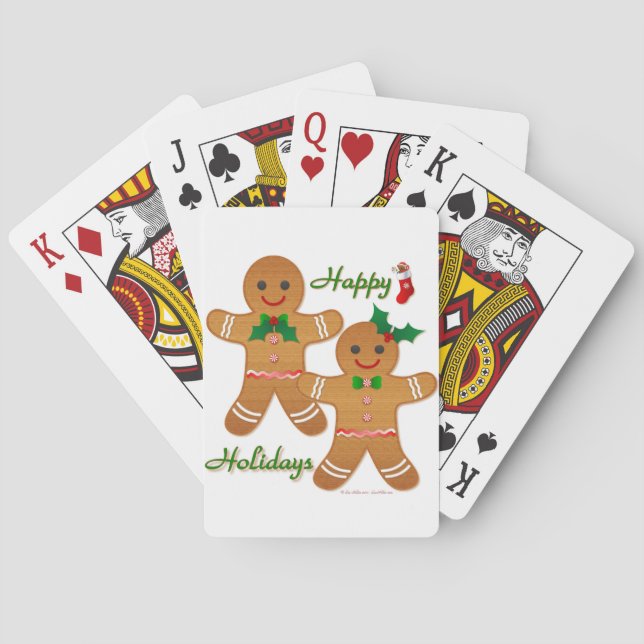 Happy Holiday Gingerbread Man Boy Girl Playing Cards (Back)