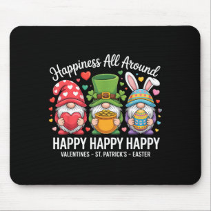 Happy Holiday Gnome Happy Valentines St Patrick Ea Mouse Pad