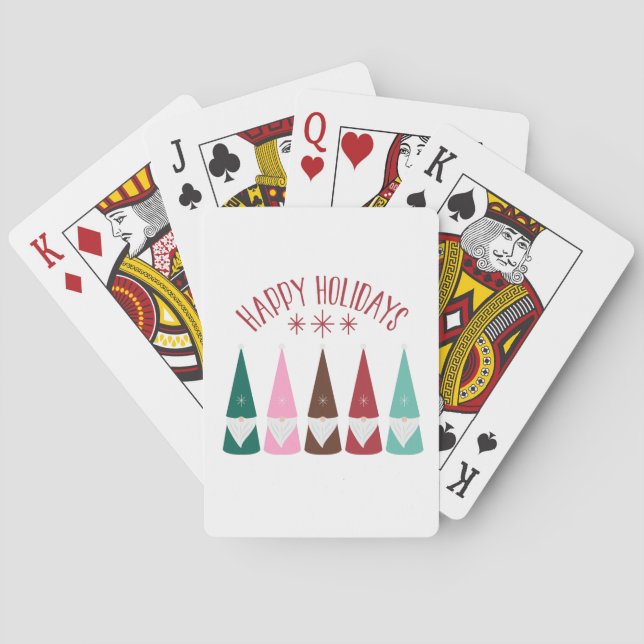 Happy Holiday Gnomes Playing Cards (Back)