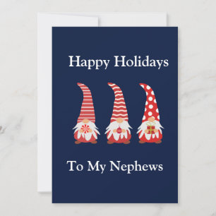 Happy holiday Gnomes to nephews Christmas Card