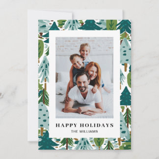 Happy Holiday Greeting Photo Card with Tree