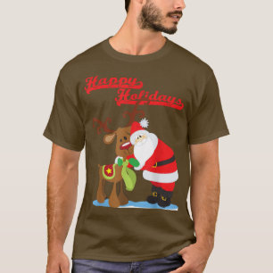 Happy Holiday Holidays Santa Clause Reindeer Chris T-Shirt