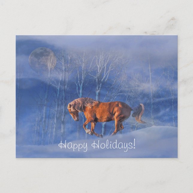 Happy Holiday Horse and Moon In Snow (Front)