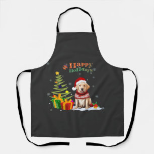 Happy Holiday Labrador Retriever Dog Christmas Tre Apron