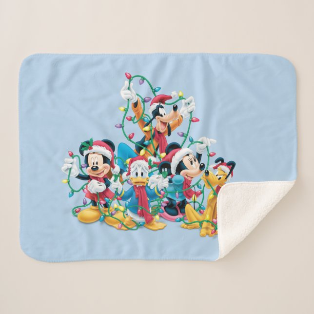 Happy Holiday | Mickey & Friends Sherpa Blanket (Front (Horizontal))