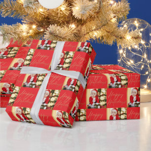 Happy Holiday One Photo Personalized Wrapping Paper